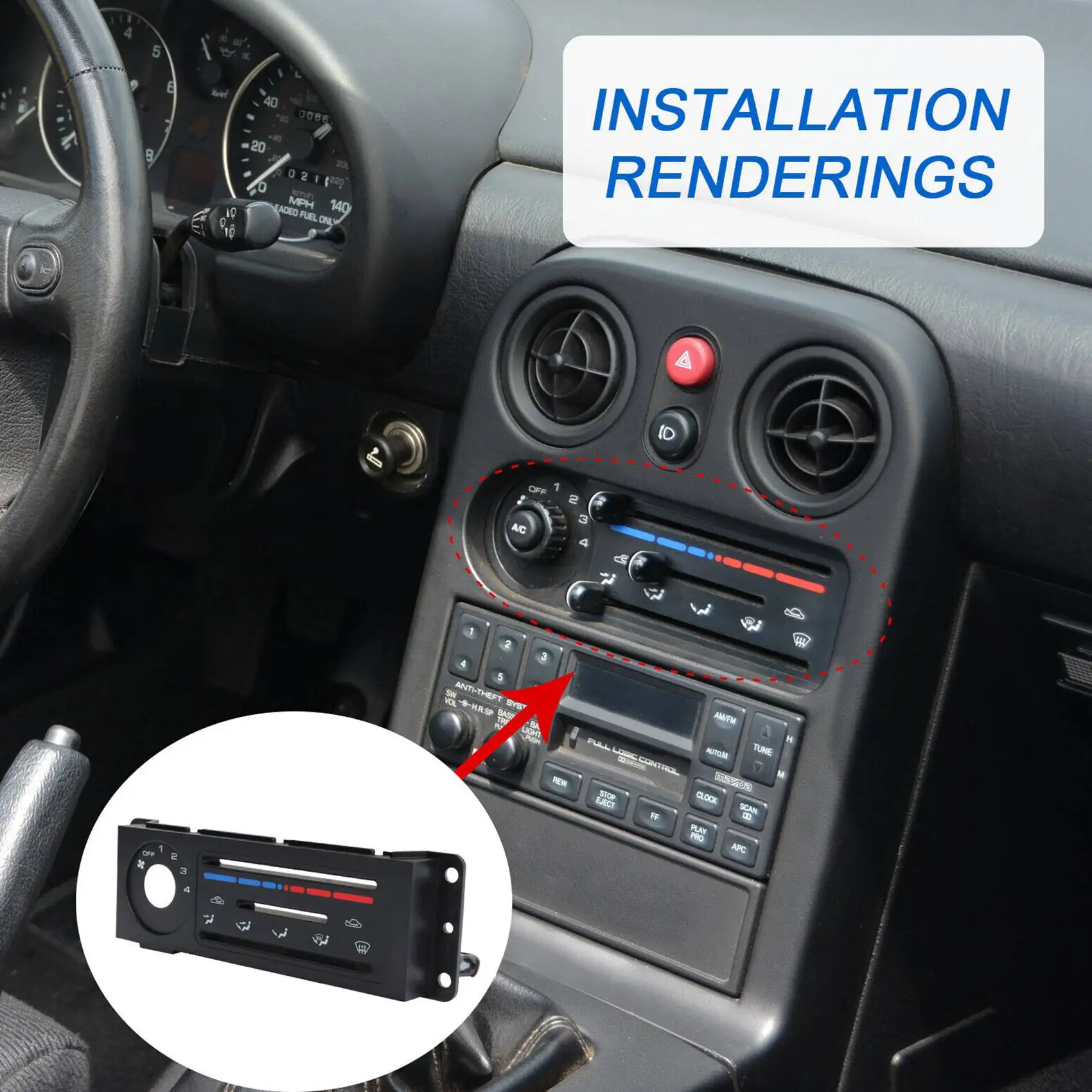 Interior Trim Heater HVAC Control Panel for Miata 1990-1997 NA01-61-C04A