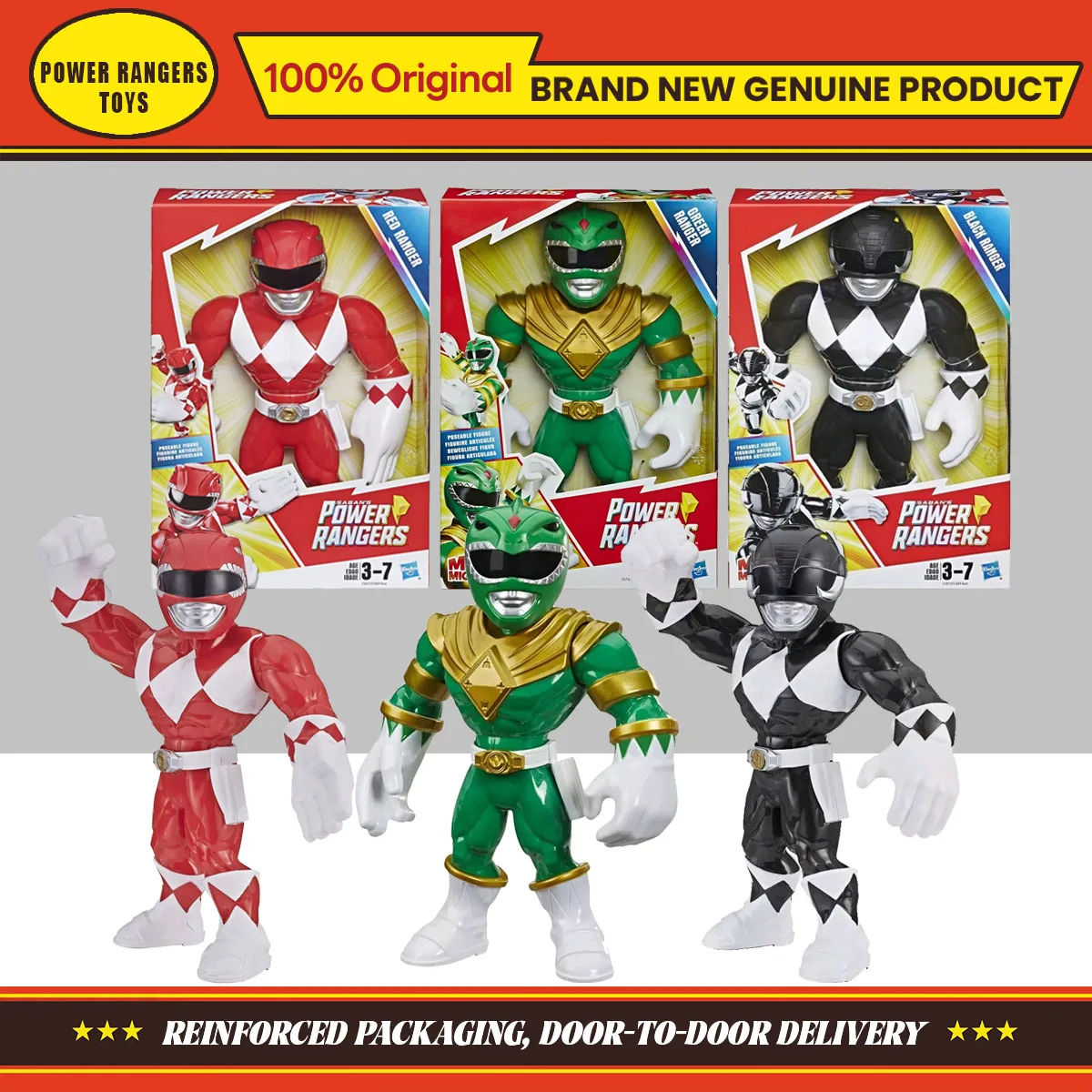 متوفر في المخزون أبطال ميجا مايتيز باور رينجرز أحمر/أسود/أخضر رينجر مجموعة شخصيات الحركة نموذج حلية هدايا لعبة للأطفال