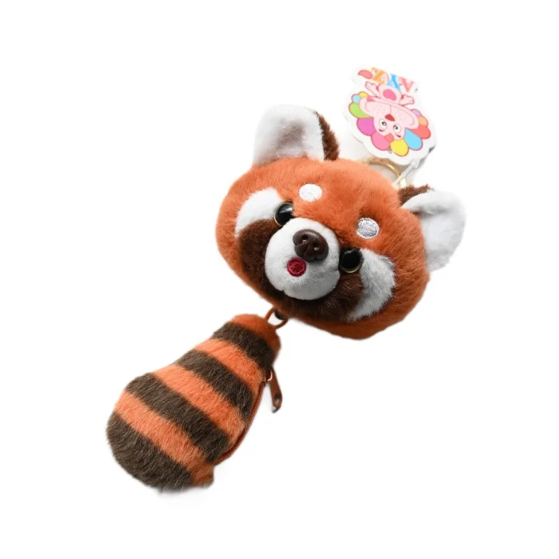 Portefeuille de poupée en peluche de petit Panda extensible, sac pour cartes NFC, étoile de Zoo de montagne rouge