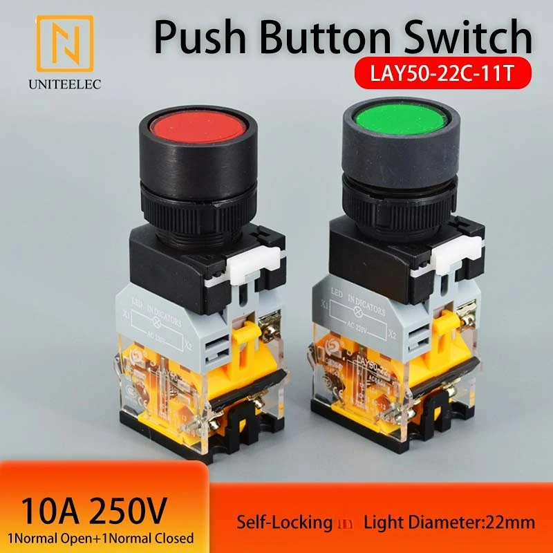 

Shuangke Quality Self-locking LAY50-22C-11T Red Green Push Button with Diameter 22mm