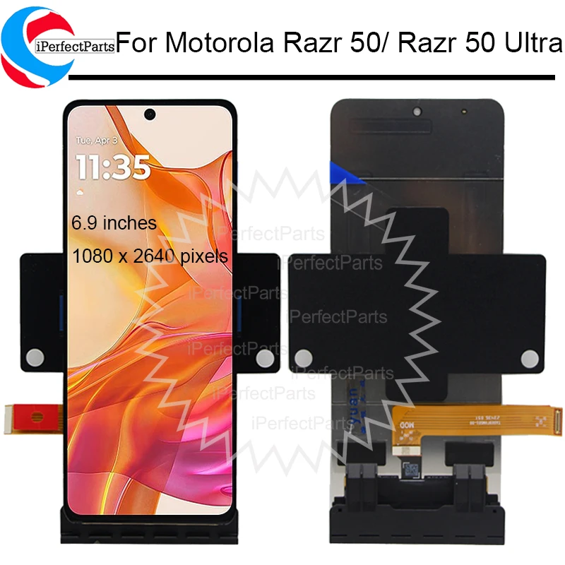 AMOLED 6.9'' Main screen For Motorola Razr 50 Ultra LCD Touch