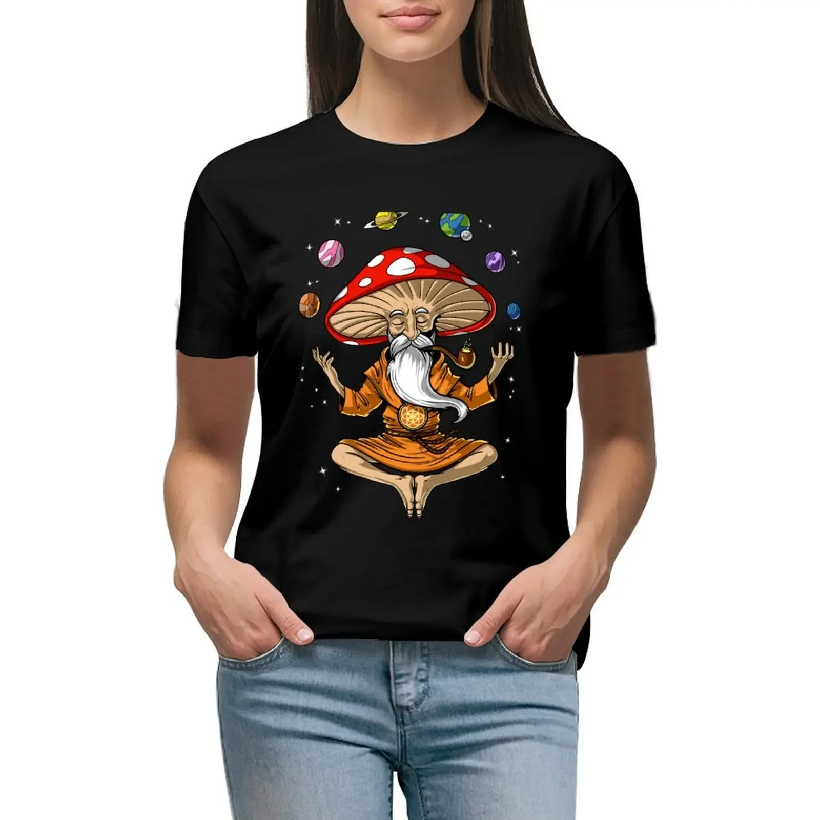 

Magic Mushroom Buddha T-Shirt sweat tees Short sleeve tee new edition t shirts for Women