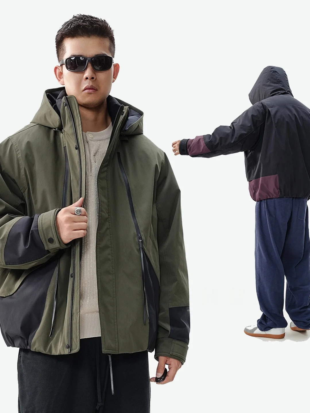 

High-Quali Outdoor Men's Hooded down Jaet 90% White Du down Workwear Windproof Warm Outerwear Polyester Fiber Casual Sle