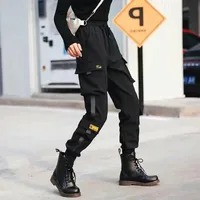 Hip Hop Women's Sports Fashion Cargo Pants Loose and Casual Korean Harem Pants Black Joggers with Multiple Pockets Trousers 5XL - Image 2