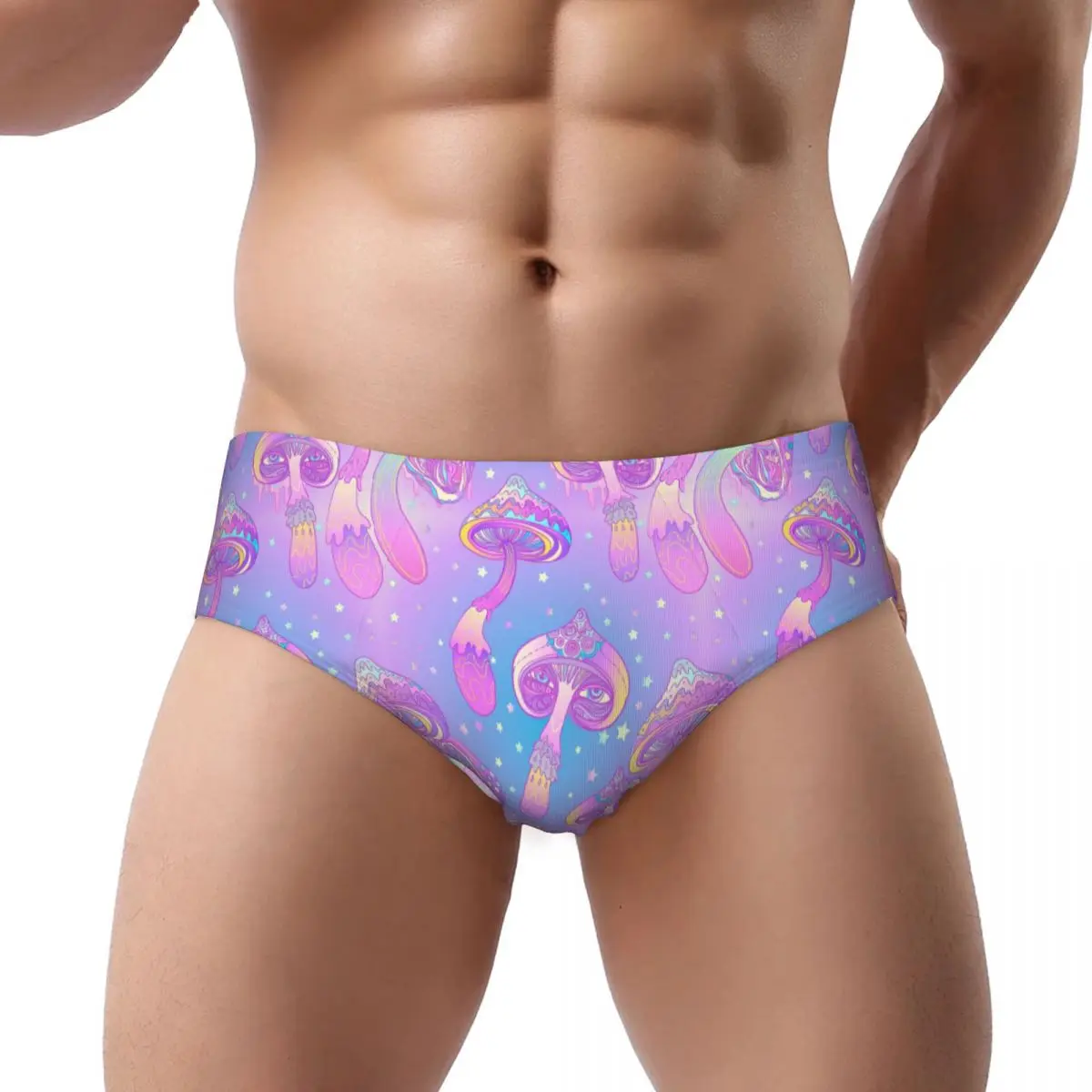

Custom Magic Mushroom Trippy Psychedelic Neon Pastel Goth Men's Briefs Panties Men Comfort Underwear Underpants