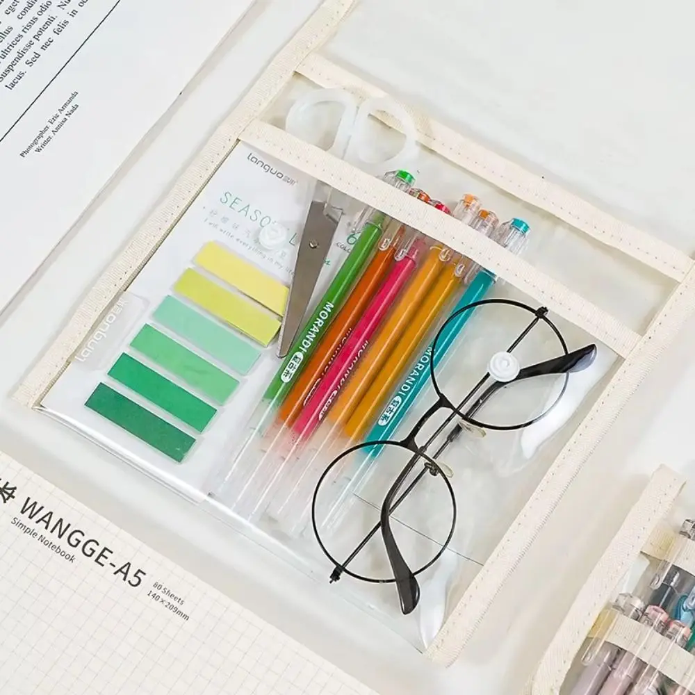 

Large Capacity Gel Pen Storage Bag Transparent Waterproof Portable Pencil Case Buckle/Zipper Lightweight Color Pen Pouch Home