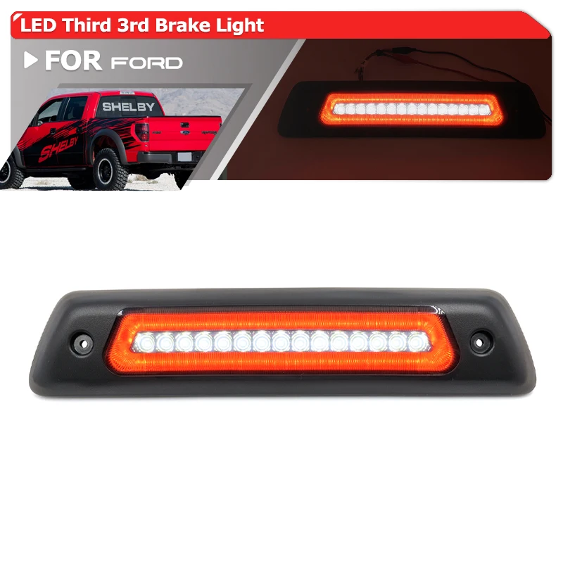 

For Ford F-150 Raptor SVT 2010-2014 Smoked Led High-Mount Brilliant Red Third Brake Light White Roof Cargo Light