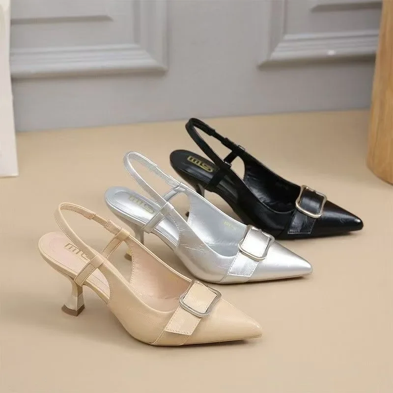 

Лето 2023, новые женские туфли на высоком каблуке, пикантные туфли на квадратном каблуке с пряжкой, универсальная женская обувь, модные сандалии