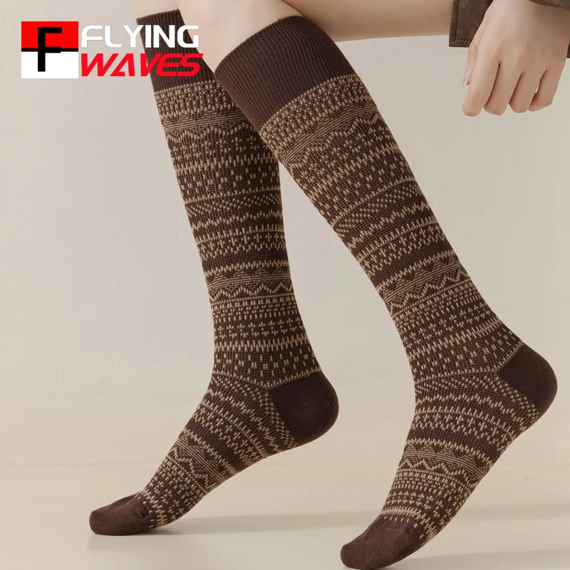 

Носки с напуском в полоску в стиле JK для девочек, мягкие хлопковые вязаные женские осенне-зимние теплые гольфы