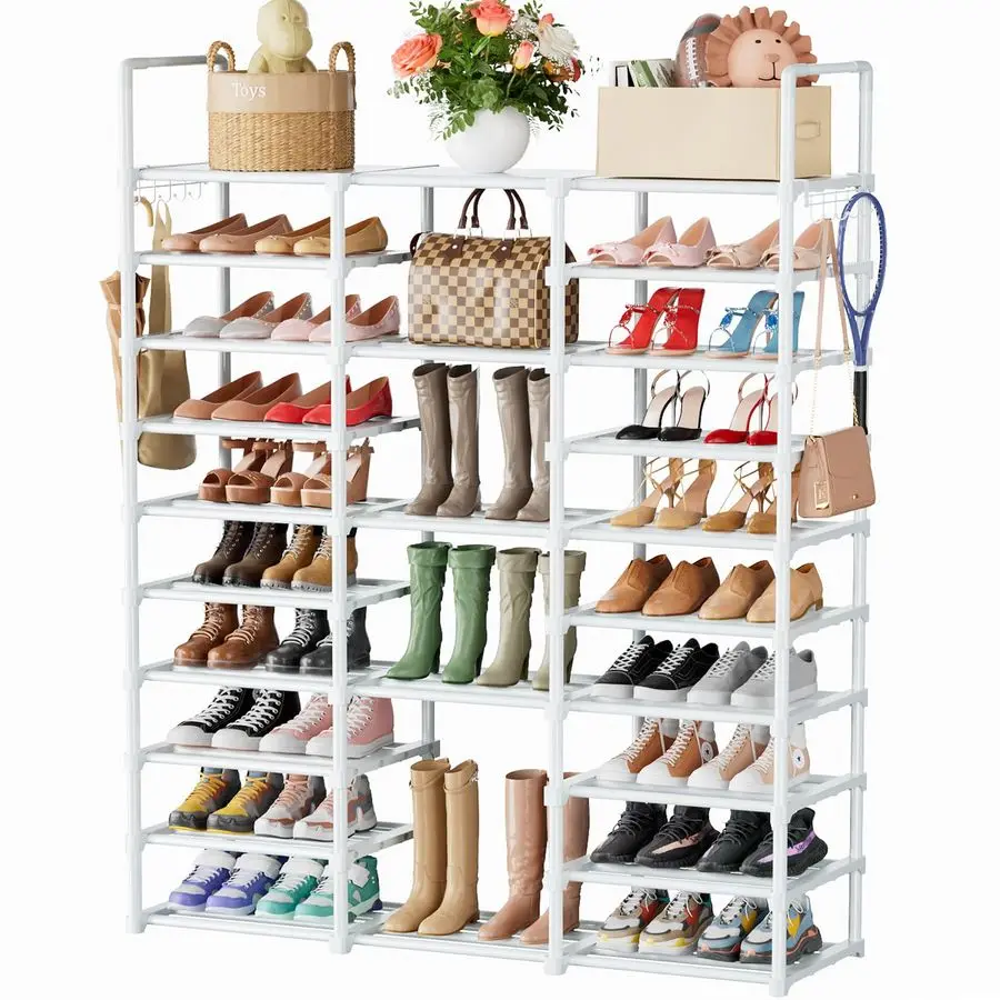 

Стеллаж для обуви на 10 ярусов, большой объем хранения, 5560 пар, белый, полипропилен