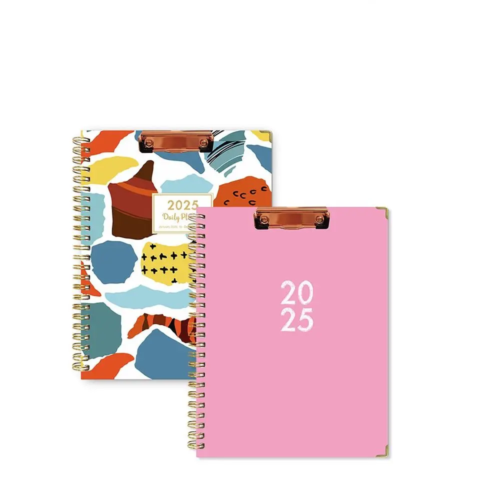 With Plate Clamp 2025 English Agenda Book Daily Planner Loose-leaf Coil A4 Schedules Calendar Notepad Weekly Plan