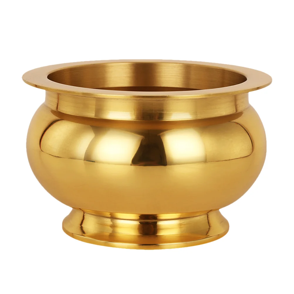 

All Copper Incense Burner Round Shape Desktop Censer Container Sturdy Corrosion Resistant Smooth Lines Easy