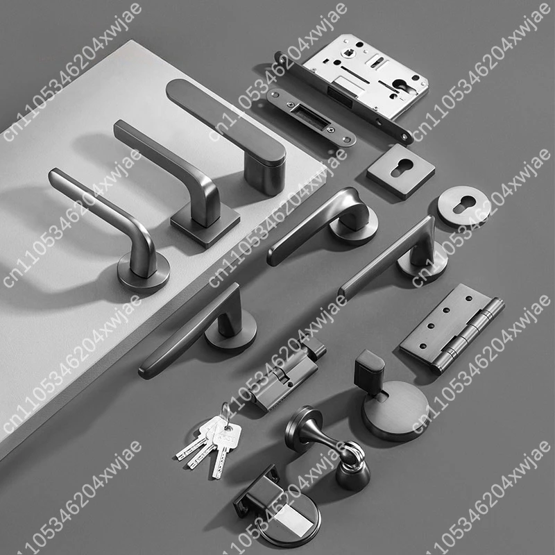 Minimalist Door Lock Set for Home, Easy Install Mechanical Latch, Solid Wood Door Bathroom Handle