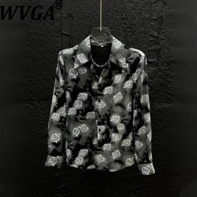 

Мужская летняя рубашка WVGA с длинным рукавом, элегантная, модная, с принтом, тонкая, повседневная, с отложным воротником, с горячей алмазной отделкой, W22615