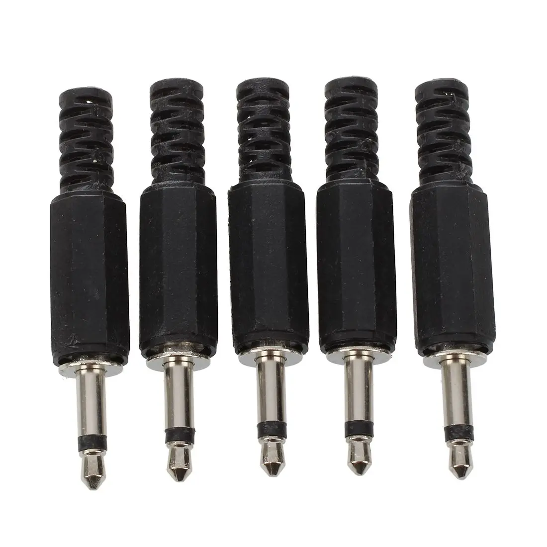 5 x Black Plastic 3.5mm Male Mono Plug Jack Audio Adapter Connector