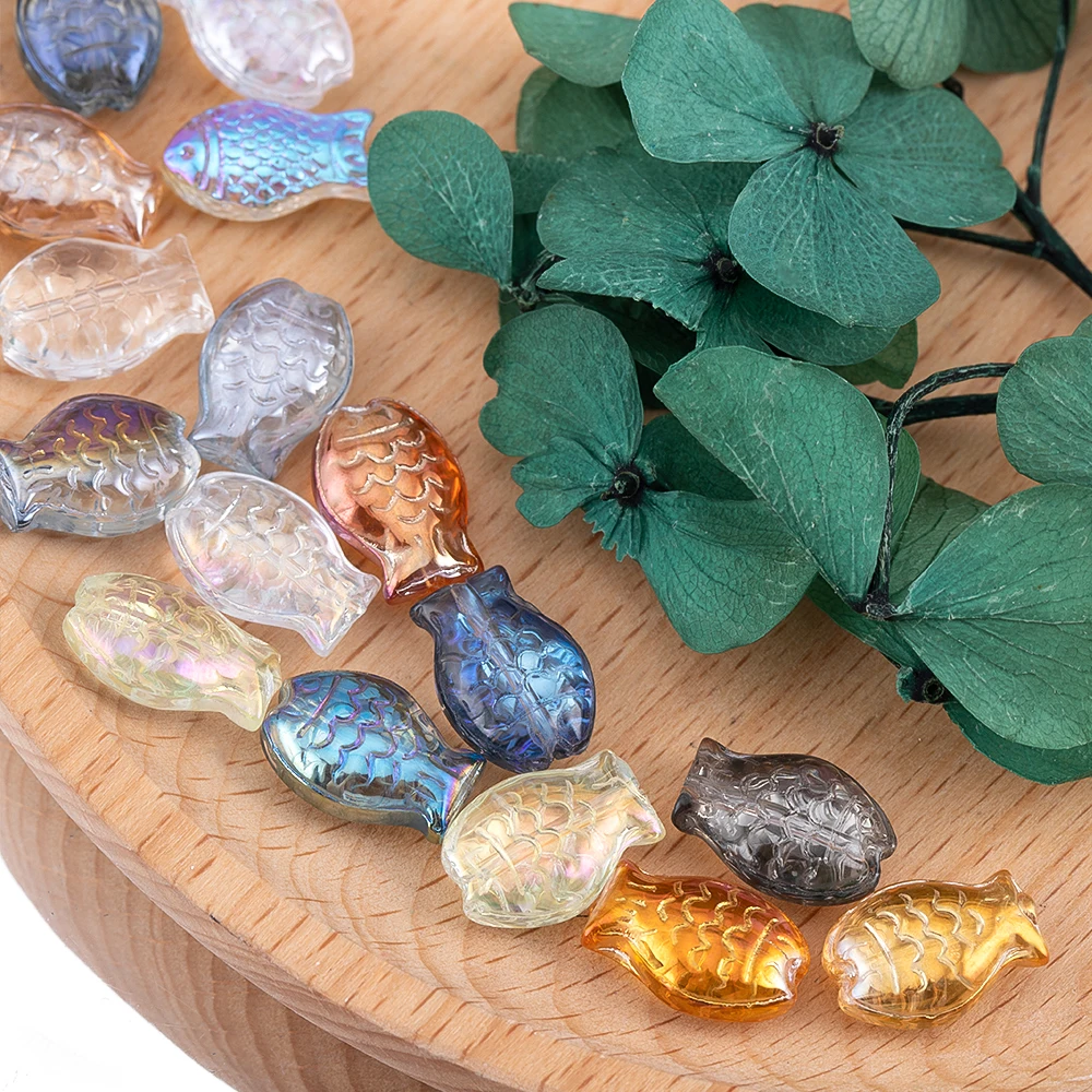 10/30pcs  Ancient Japanese Style Sea Bream With Perforated High Transparency Glass Beads For DIY Jewelry Earrings Accessories