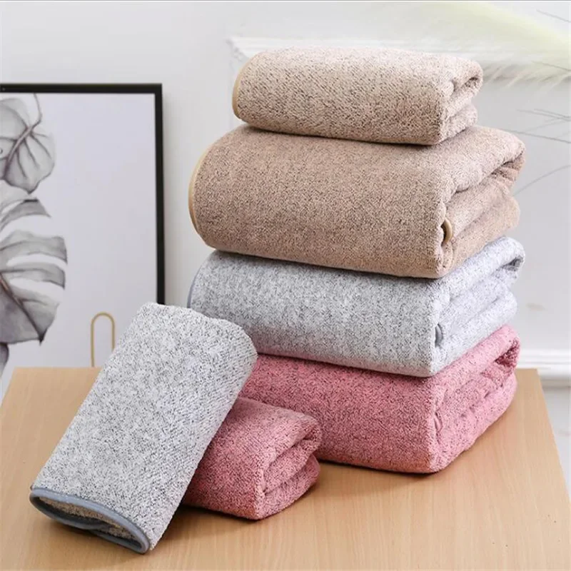 Bamboo Charcoal Fiber Towel Set Coral Velvet Bath Towel Adult Microfiber Bamboo Charcoal Face Hand Towel Bathroom Bath Towel Set