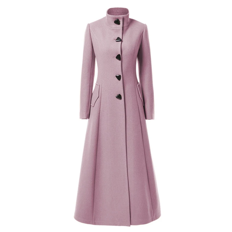 Frauen Woll mantel 2024 Winter neue elegante Woll jacke schlanke lange Wolle Trenchcoat dicke warme Tops Dame Vintage Kleid Mantel