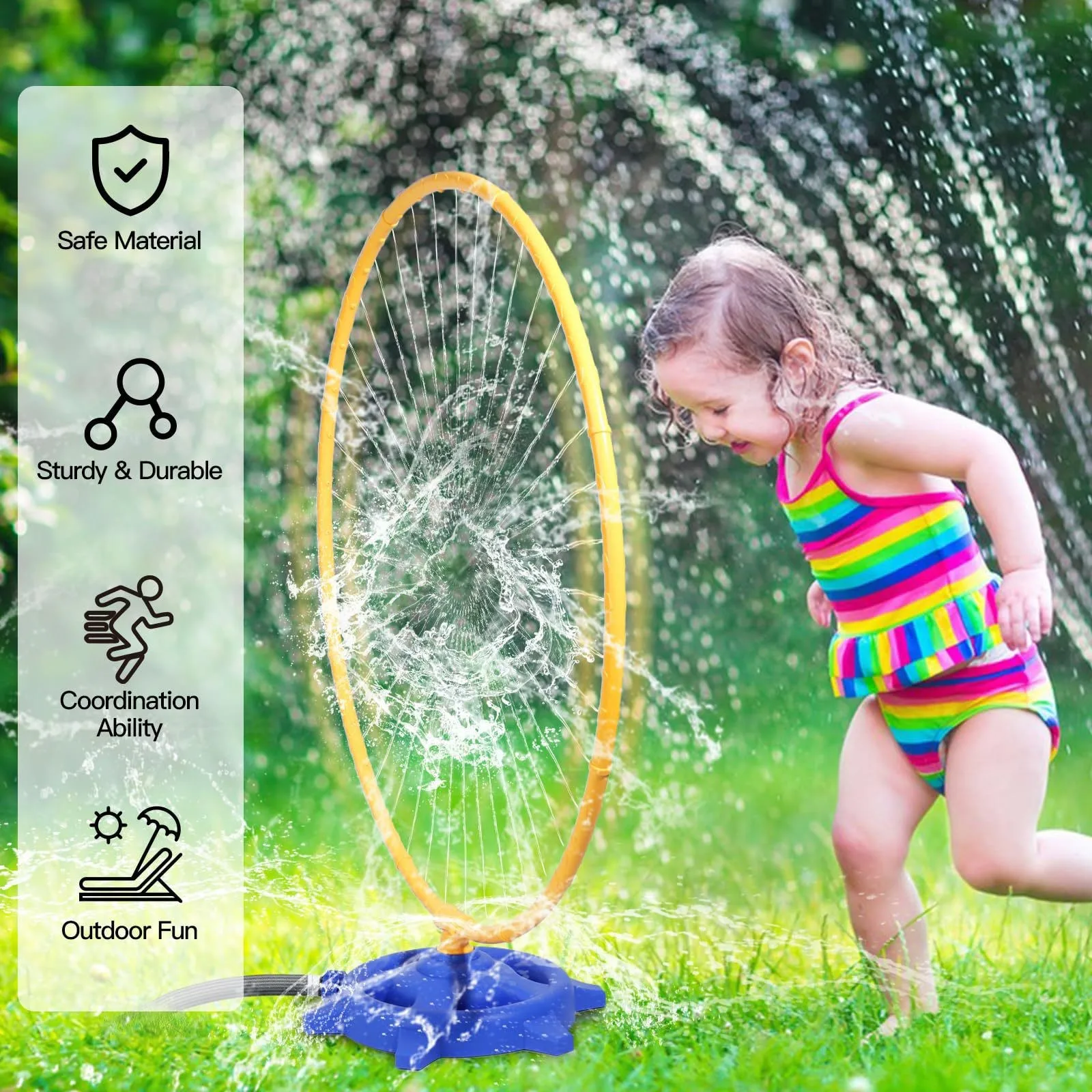 Aspersor de agua para niños, anillo Circular de jardín al aire libre, rociador de rotación, juego de juguete de agua, juguete de aspersor de césped para patio trasero para niño y niña