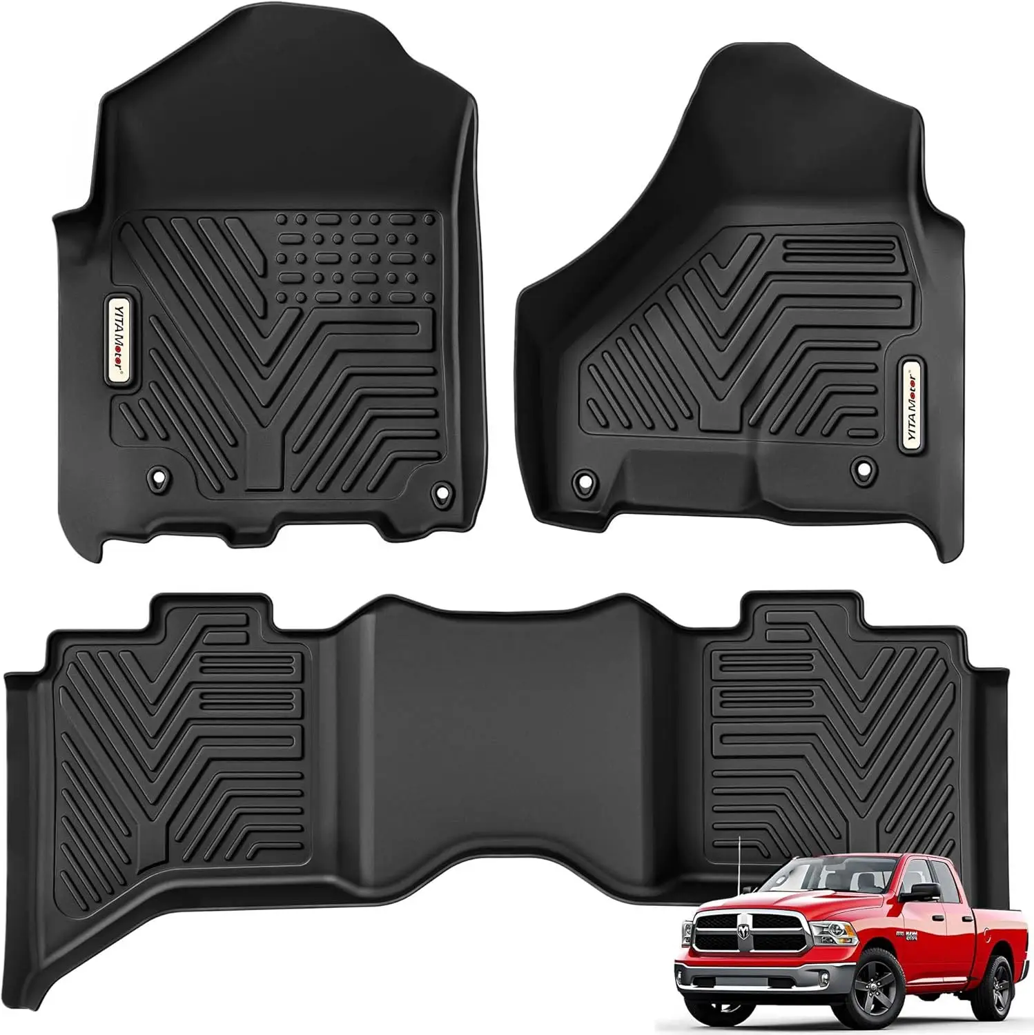 

Floor Mats Fit for 2013-2018 Dodge Ram 1500/2500/3500 Crew Cab, 2019-2024 Ram 1500 Classic Crew Cab 1st & 2nd Row All