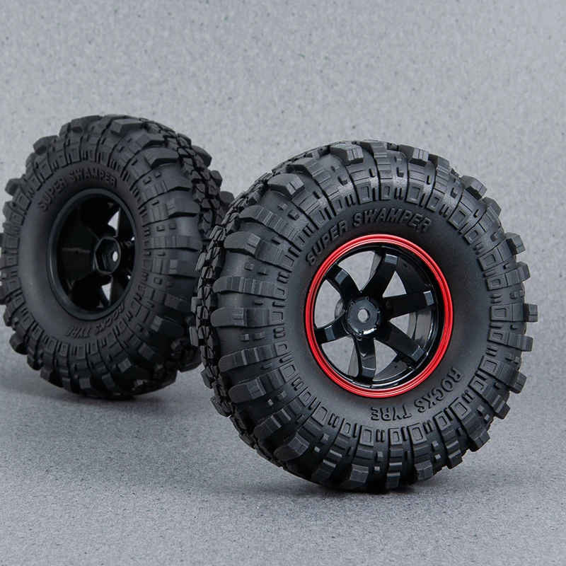 

MIBIDAO 4Pcs Rubber Tires with 1.9" Plastic Wheel Hub Rims For 1/10 Axial SCX10 90046 TRX4 D90 RC Crawler Car