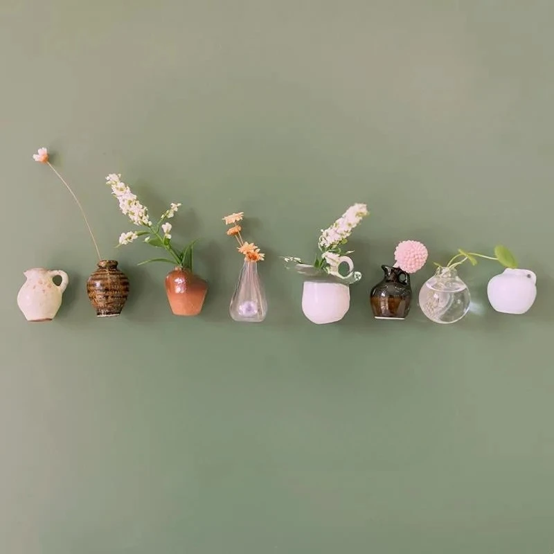 Creative Cute MINI Glass Vase Plant Terrarium Art Fridge Magnet Home Decor Fridge Magnet Home Decor Vase Glass Crafts DIY