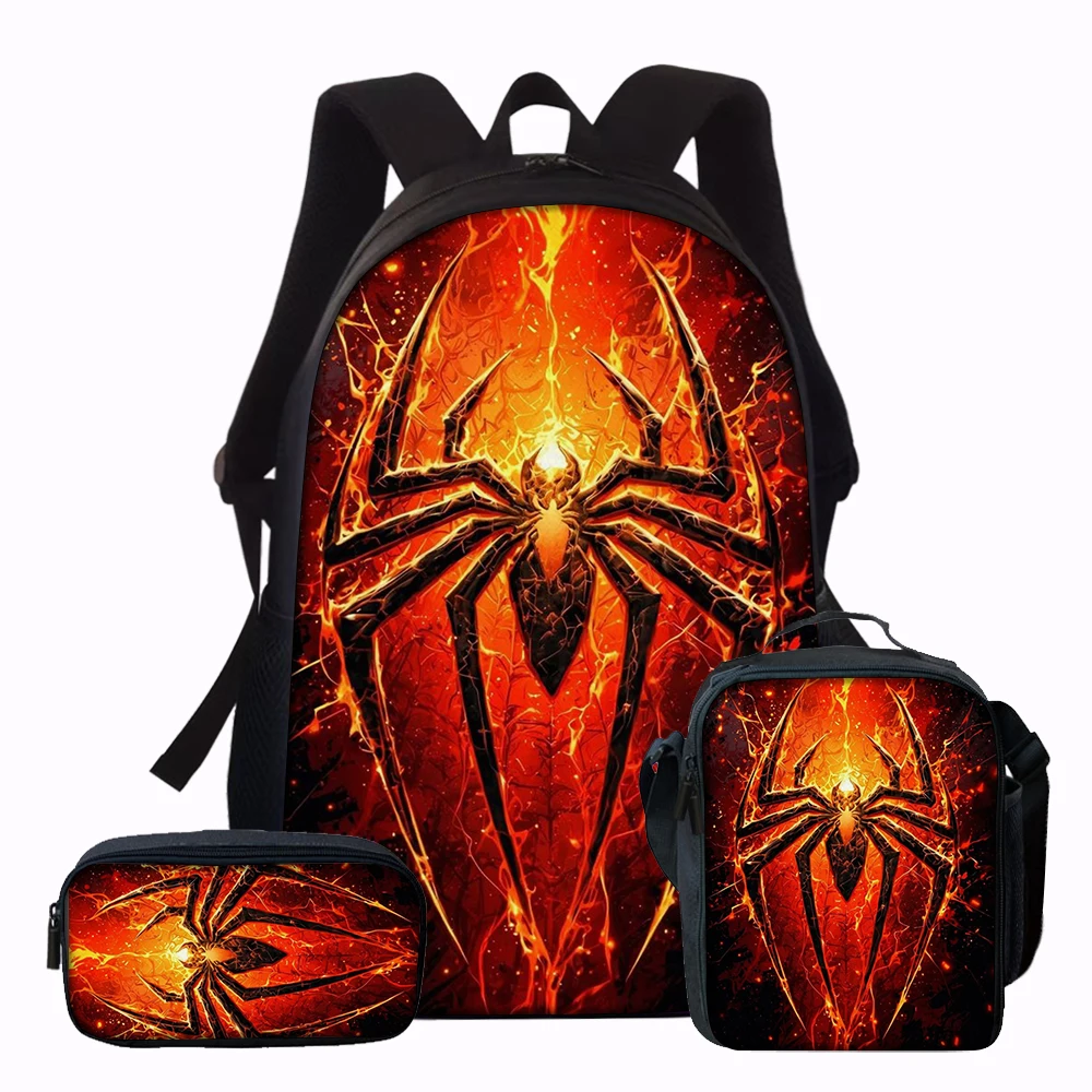 

3PCS Spider Print Backpack Set | Large Capacity Casual Backpack with Matching Clutch & Tote Bag, Perfect for Daily Use