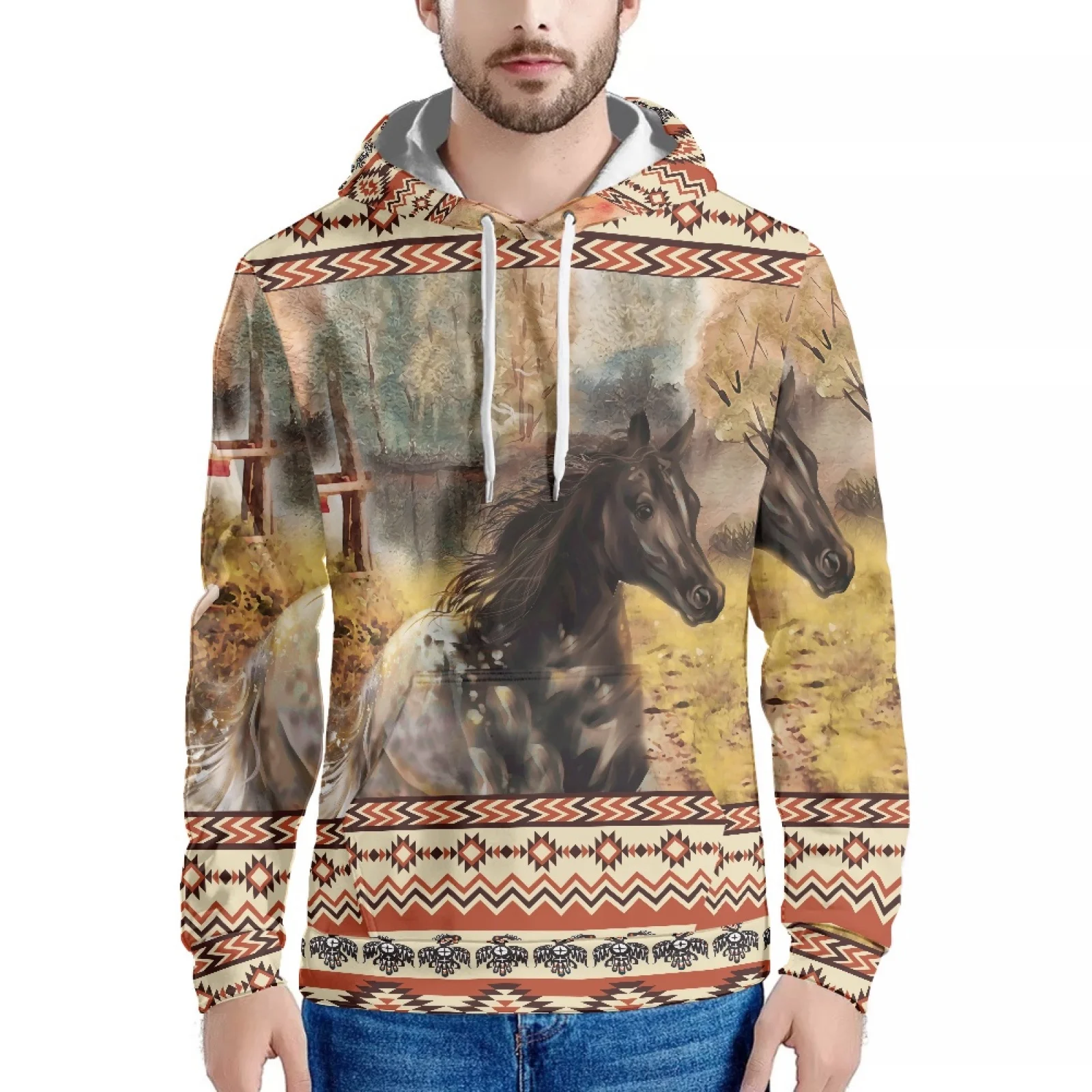 

Ma Ethnic Pattern Printed Ethnic Style Polynesian Style Hoodie Sweatshirt Long Sleeve Hoodie Slim Men's Hoodie Autumn And Winter