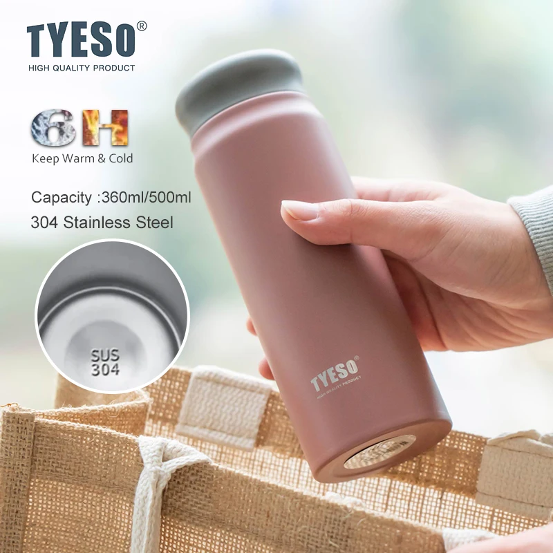 TYESO 360/500 مللي ترمس مفرغ قارورة للرجال النساء المحمولة زجاجات مياه الفولاذ المقاوم للصدأ أكواب حرارية فنجان القهوة في الهواء الطلق هدية