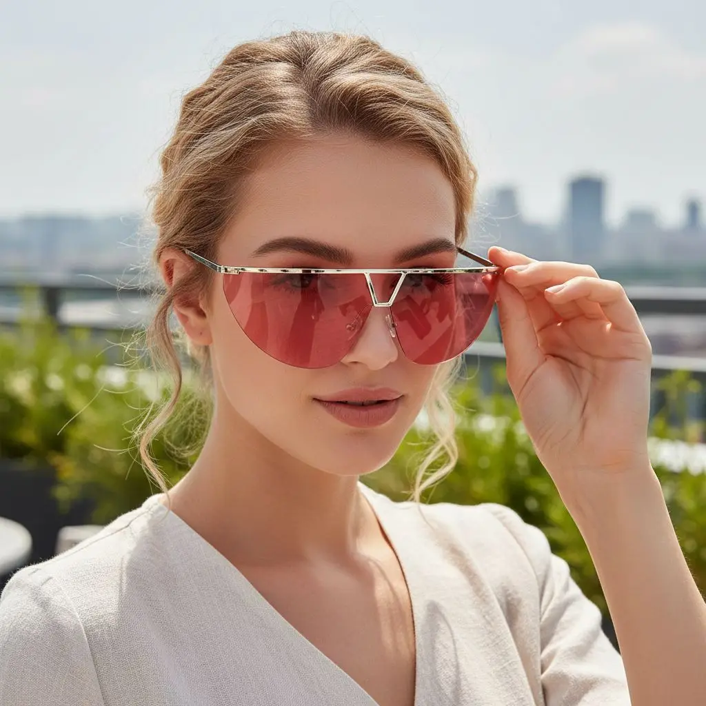 

Y2K Metal Frame Sunglasses For Men And Women Fashionable Half Frame Sunglasses Luxury Brand Glasses For Women Cat Eye Sunglasses