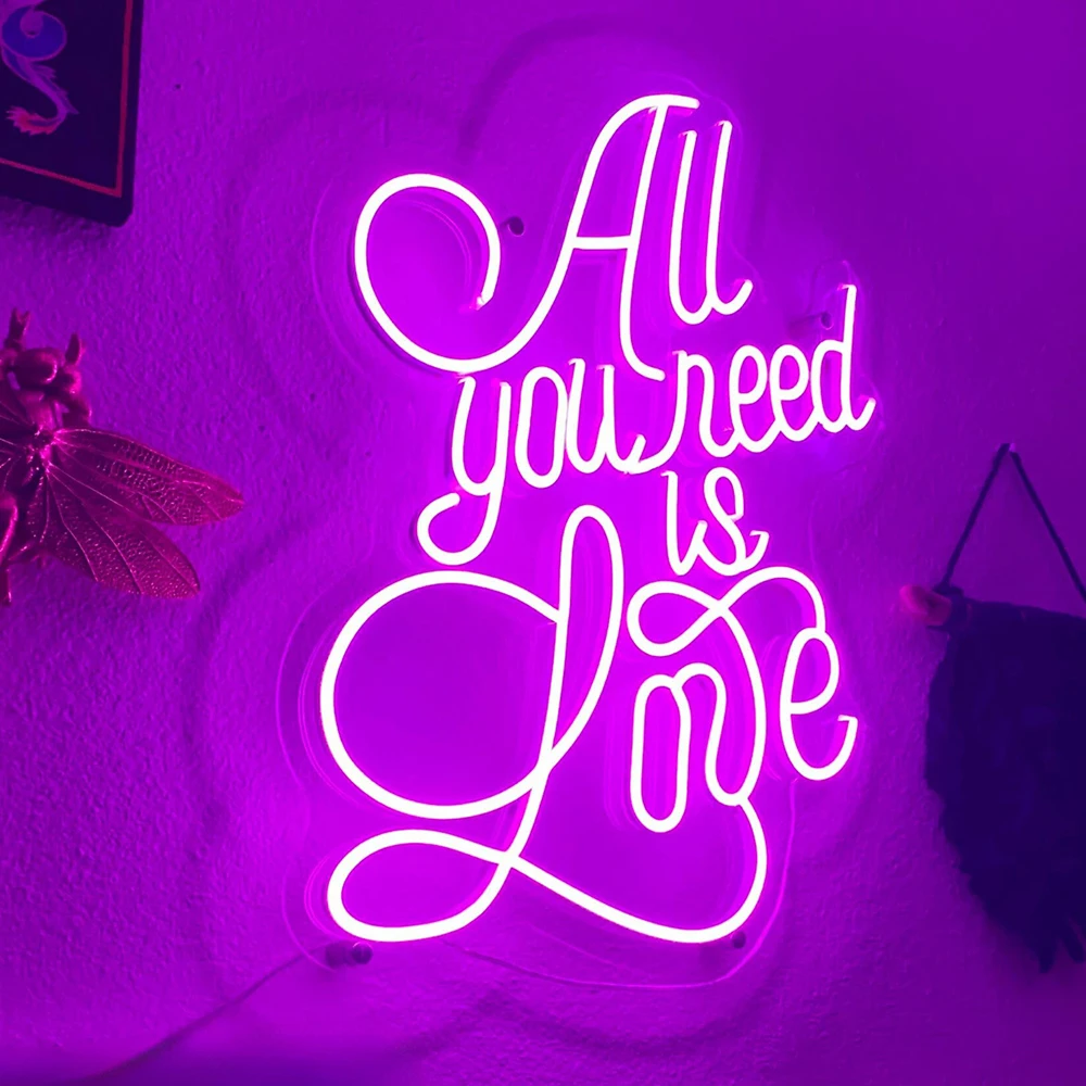 All You Need Is Love Neon Sign Custom Wedding Party LED Neon Light Sign Wedding Backdrop Wall Decor Welcome Sign Engagement Gift