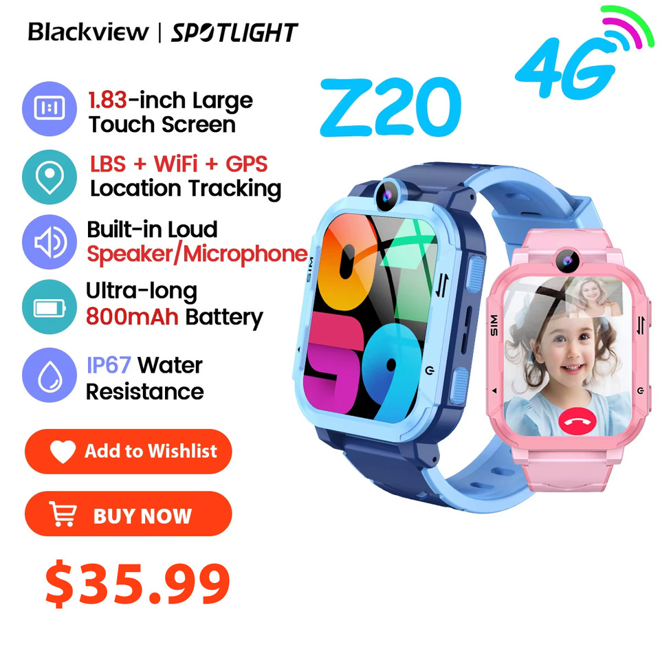  Blackview Z20 4G Smart Watch Kids 800mAh Video Call GPS WiFi Tracker Location SOS Call Back Monitor Phone Watch Smartwatch 