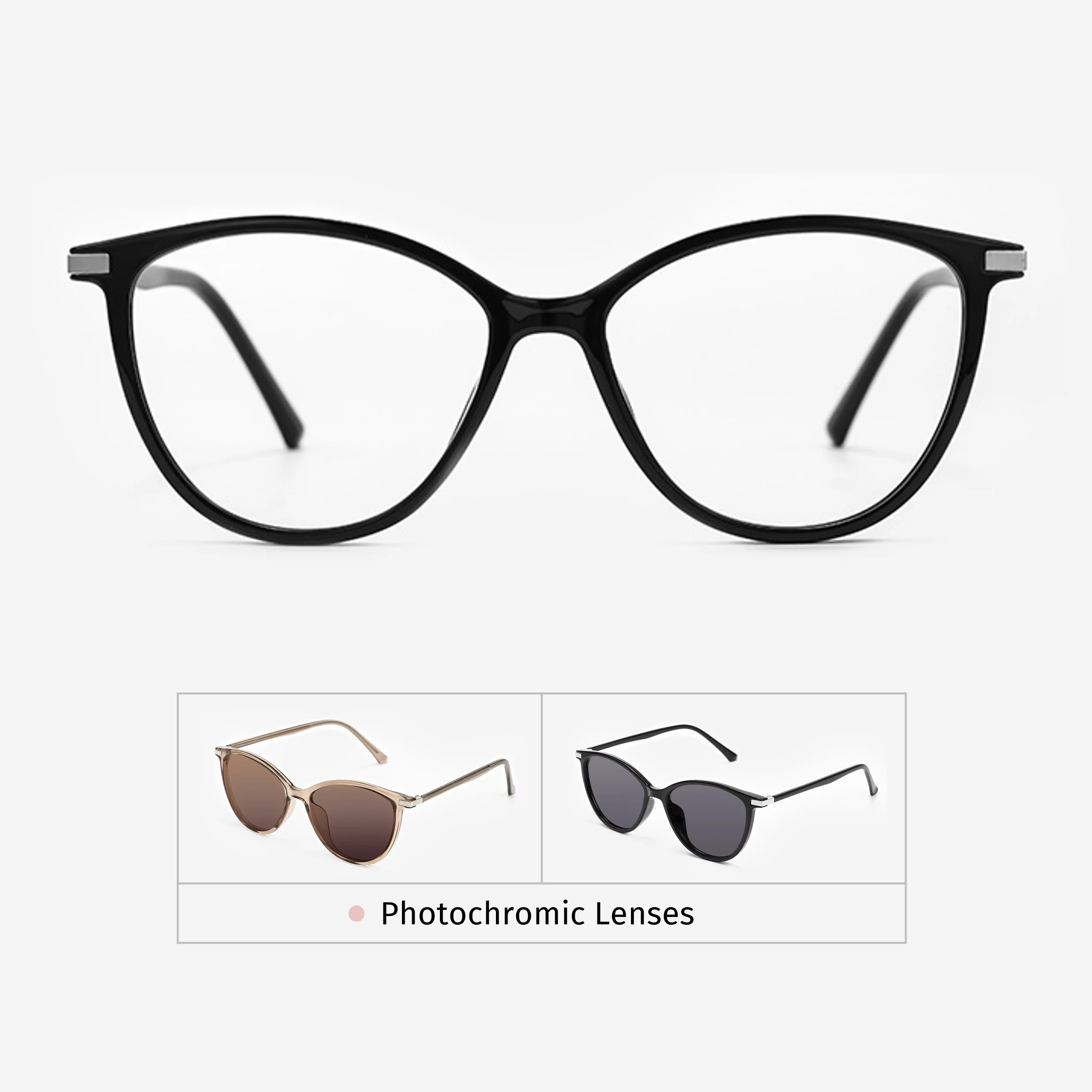 Wide-Rim Acetate Cat Eye Frame | Anti Blue Light Myopia Hyperopia Astigmatism Glasses | High Prescription Eyeglasses