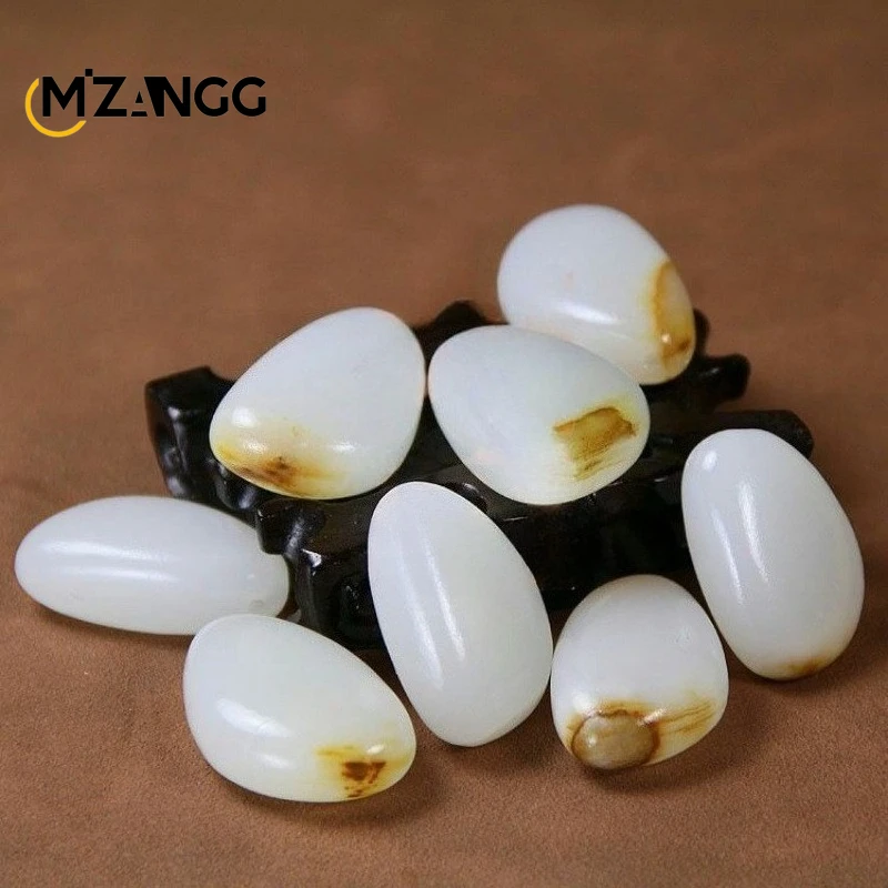 

Natural Chinese White Jade Water Drop Pendant Raw Stone Carved Sweater Chain Necklace Fashion Jewellery Gift for Men and Women