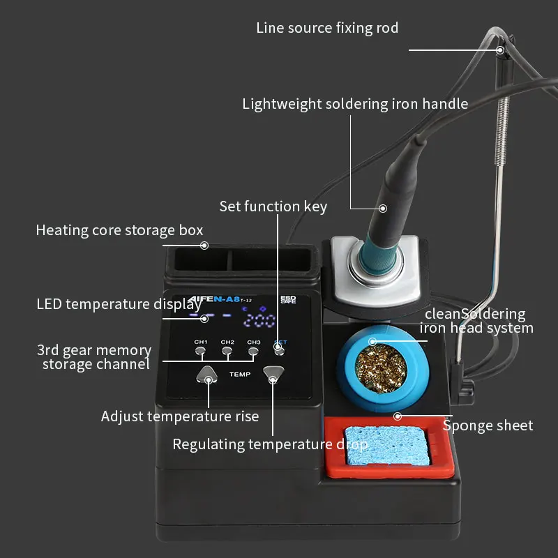AIFEN–Station de soudage électronique A8, T12 poignée ,chauffage rapide pour,PC téléphone BGA SMD PCB IC Station de réparation