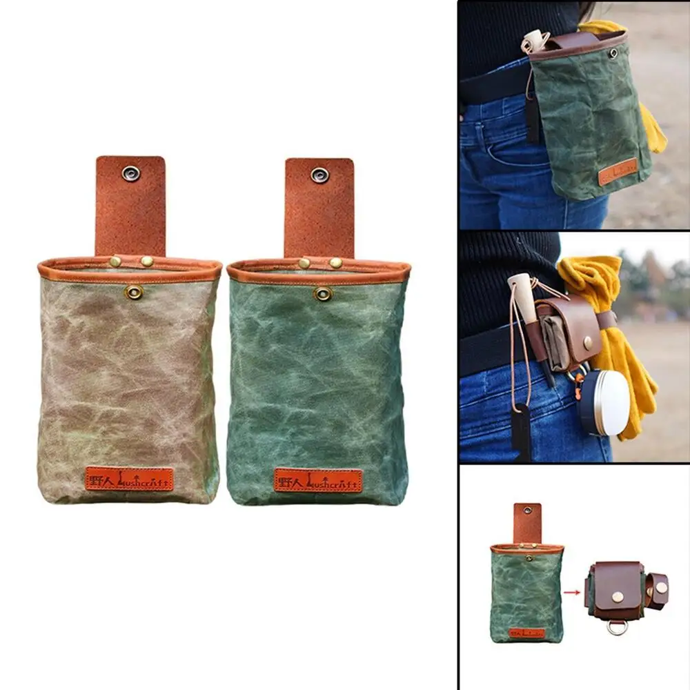 Camping Foraging Pouch Waist Bag Waxed Canvas for Outdoor  Hiking