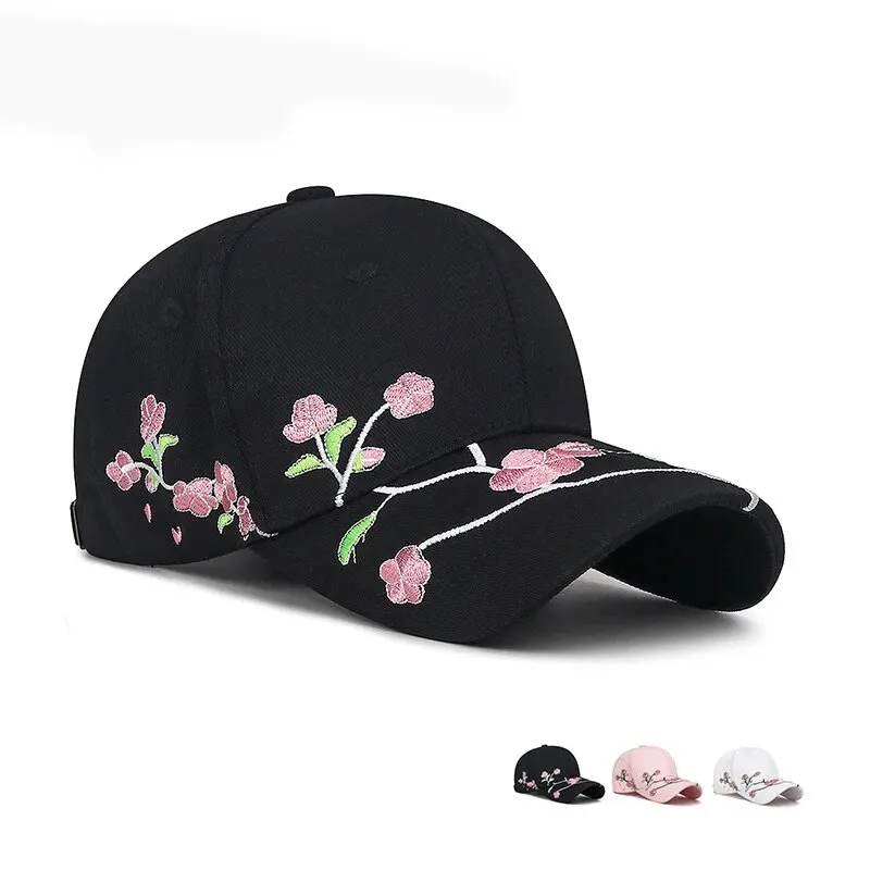 Hat Women\'s New National Tide Cap, Sunshade Sun Hat, Spring And Autumn Plum Blossom Embroidery National Style Baseball Cap