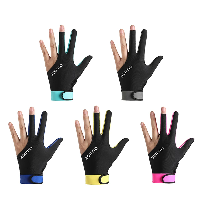 Billiards Glove Left Hand Three Finger Billiard Glove Non Slip Stickers Elasticity Billiard Training Gloves Accessories