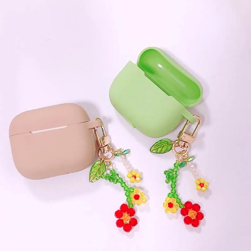 ل أبل AirPods 3 حالة سيليكون بلوتوث حقيبة سماعة الاذن غطاء ل AirPods 1 2 3 برو شحن صندوق لطيف كريستال زهرة المفاتيح