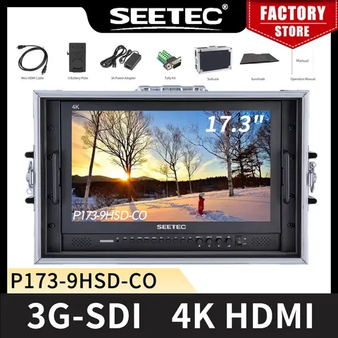 SEETEC P173-9HSD-CO IPS 3G-SDI 4K HDMI 방송 모니터, AV YPbPr 휴대용 LCD 디렉터 모니터, 여행 가방 포함, 17.3 인치