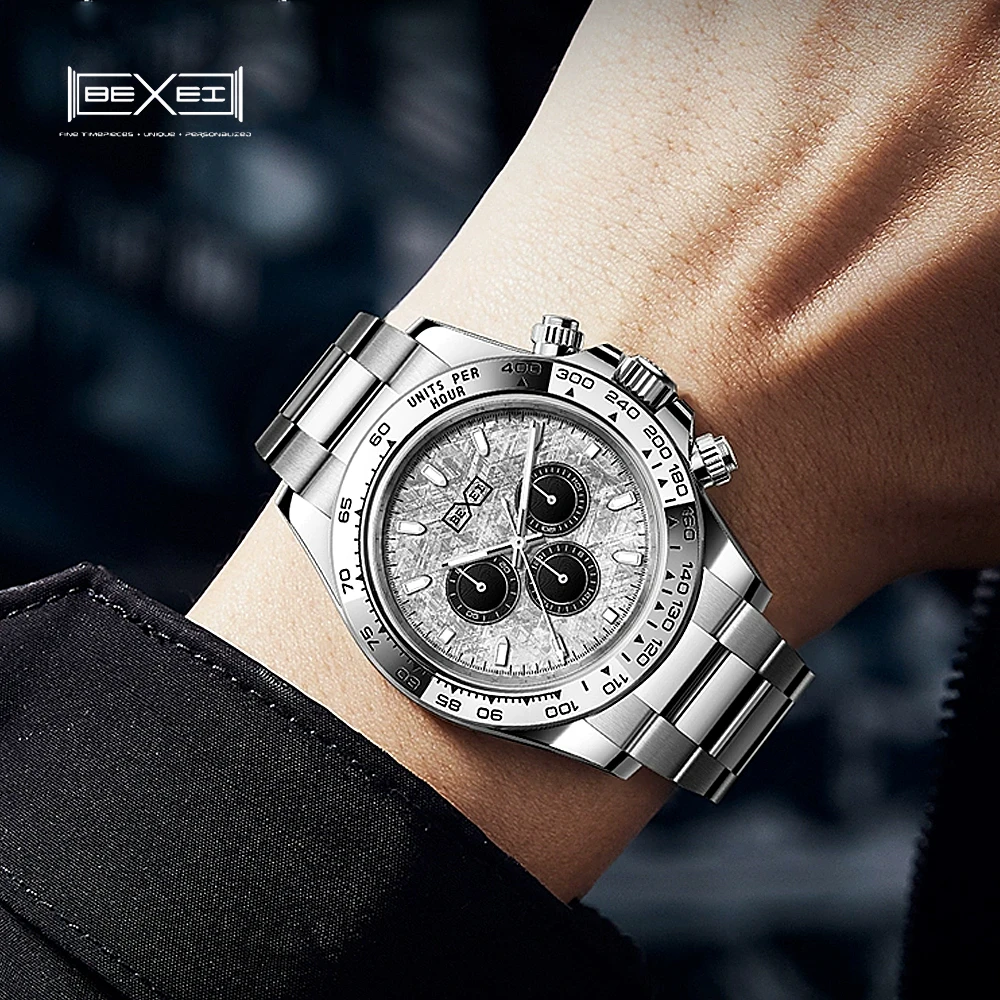 BEXEI  Men Sports Quartz Watches Mens Business Watches VK63 Top Brand Luxury Watch Men Chronograph Watch for Men