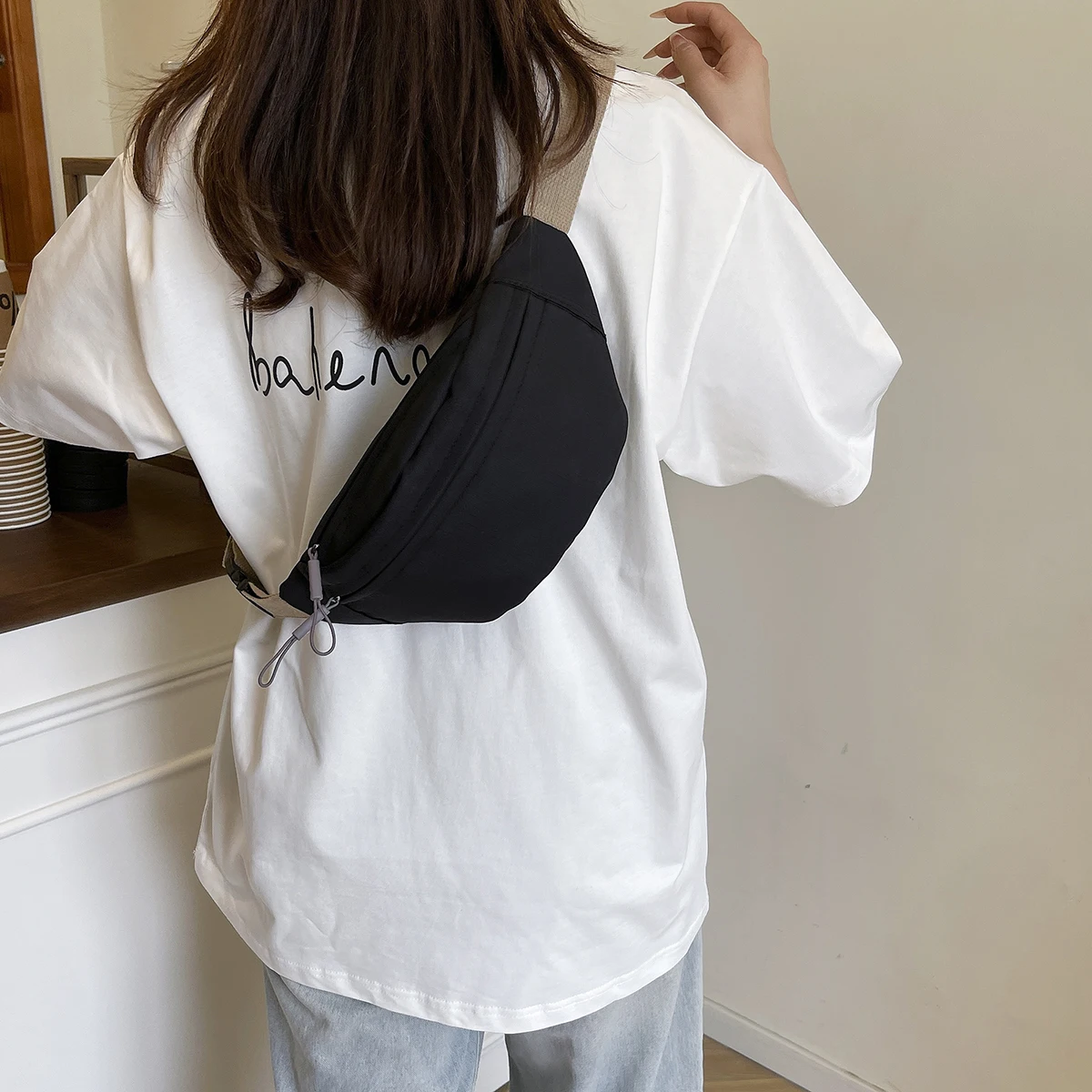 Fanny Pack Half Moon Damen Brusttasche Große Kapazität Sling Bags Umhängetasche Multifunktionale Hüfttaschen Reisen – Detail 2