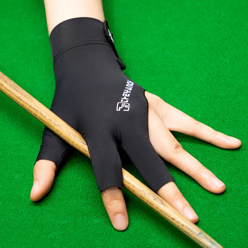 Billiards Glove Left Hand Three Finger Snooker Billiard Glove Non Slip Stickers Elasticity Billiard Training Gloves Accessories