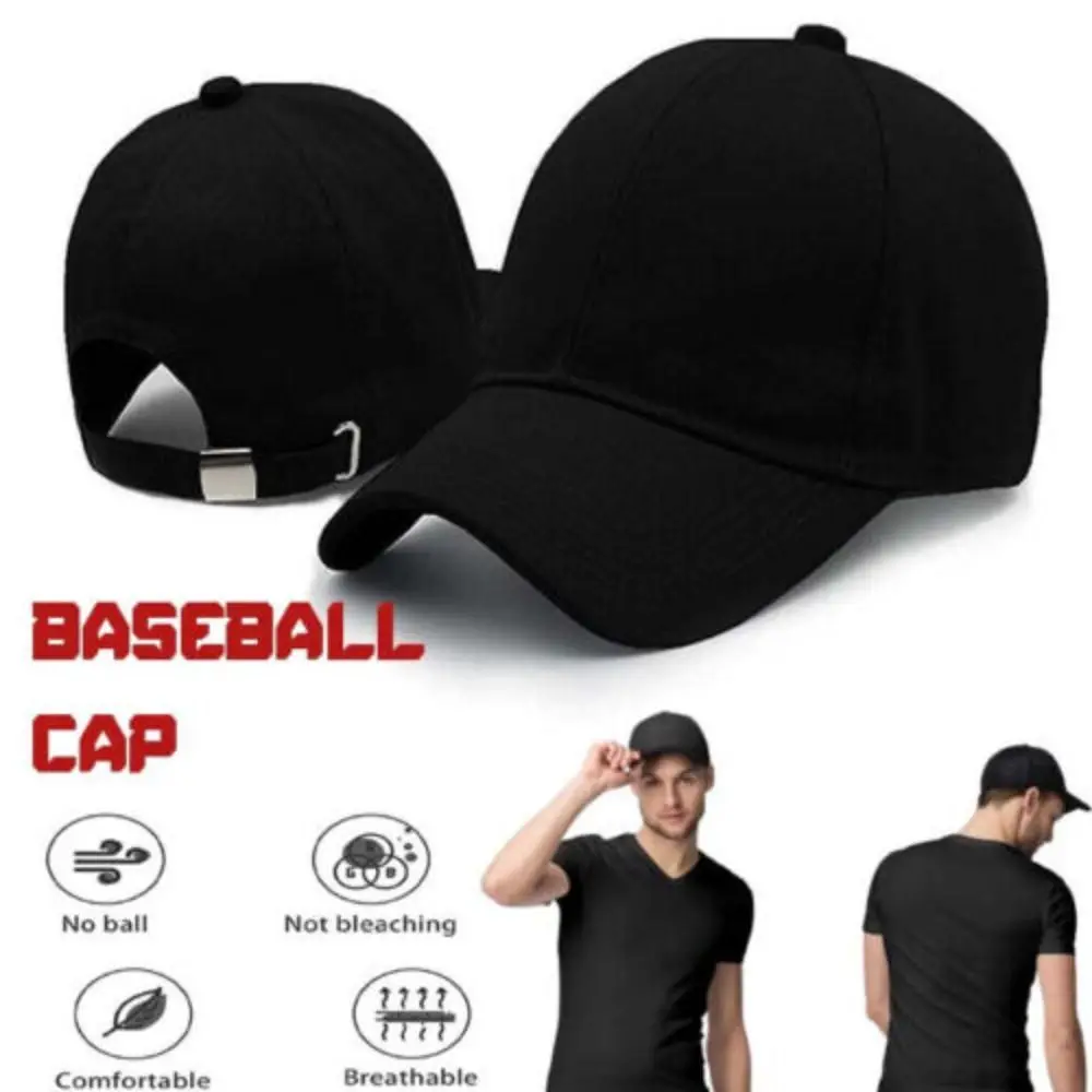 Black Adjustable UV Protection Summer Hat Sports Cap Cotton Baseball Cap Outdoor Casual Peaked Caps