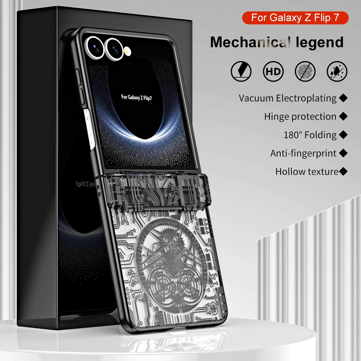 

HARUINO For Samsung Galaxy Z Flip 7 Phone Case Mechanical Style Hinge Protection Transparent Cover Samsung Z Flip 6