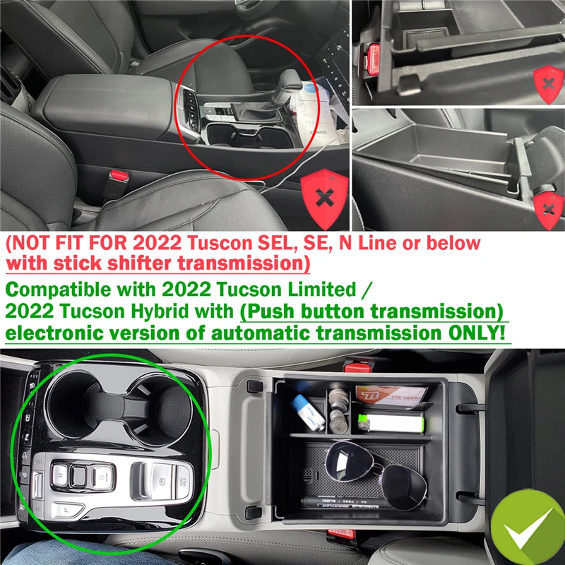 Caja de almacenamiento para Reposabrazos de coche, accesorio para Hyundai Tucson Limited / Hybrid 2022 2023, versión electrónica de transmisión automática