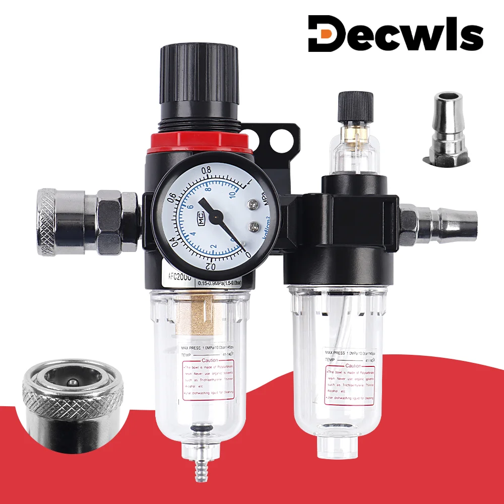 

AFC2000 Air Pressure Regulator For Air Compressor,Oil-water Separator, Copper Filter Element, Including Lubricating Oil Atomizer