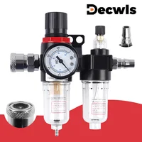 Regulador de presión de aire AFC2000 para compresor de aire Separador de agua y aceite de tubería de 1/4 de pulgada, elemento filtrante de cobre, incluida la función de atomizador de aceite lubricante, herramientas