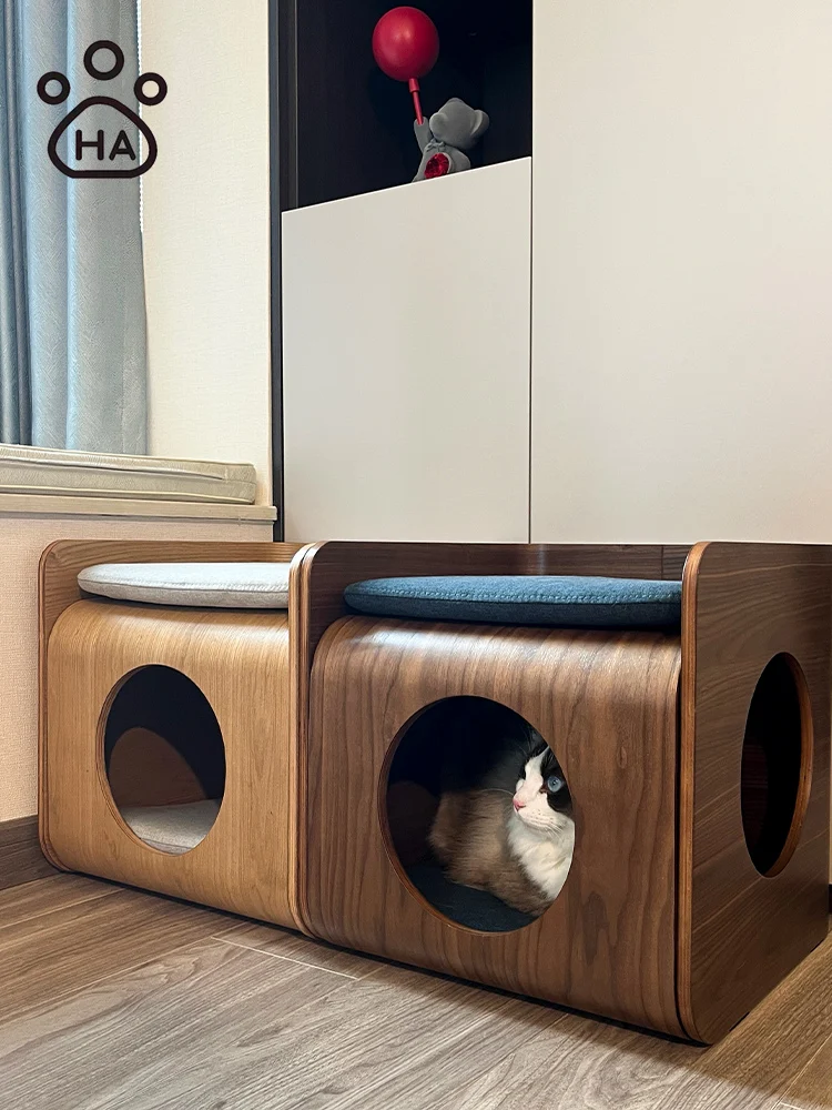 Cat nest summer general closed cat house solid wood people cat shared furniture cat several pet supplies