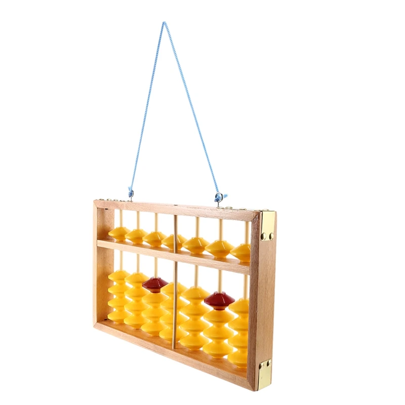 7 Column Non-Slip Hanging Wooden Abacus Chinese Soroban Educational Tool Mathmetic Calculator For Student Teacher